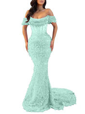 Trumpet/Mermaid Off The Shoulder Sequin Long Prom Dress