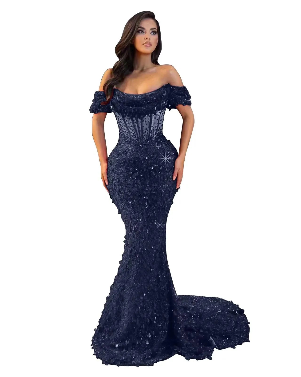 Trumpet/Mermaid Off The Shoulder Sequin Long Prom Dress