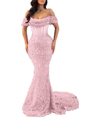 Trumpet/Mermaid Off The Shoulder Sequin Long Prom Dress