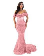 Trumpet/Mermaid Off The Shoulder Sequin Long Prom Dress