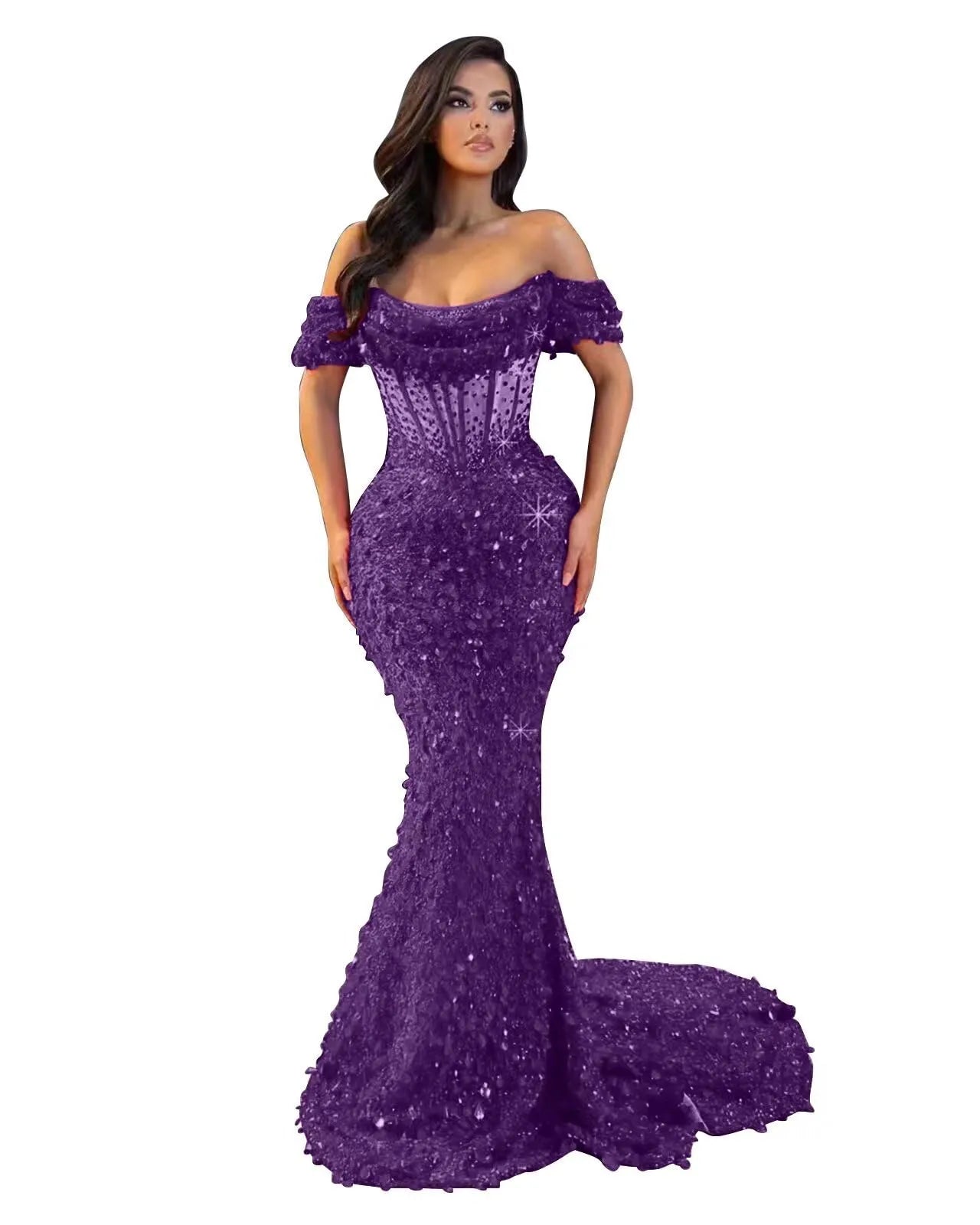 Trumpet/Mermaid Off The Shoulder Sequin Long Prom Dress
