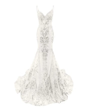 Trumpet/Mermaid Spaghetti Straps Sparkly Sequin Lace Applique Long Prom Dress