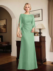 Sheath/Column Scoop Floor-Length Chiffon Mother of the Bride Dress With Pleated Beading