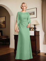 Sheath/Column Scoop Floor-Length Chiffon Mother of the Bride Dress With Pleated Beading
