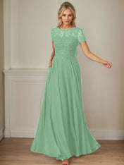 Dark Navy A-Line Boatneck Sequins Chiffon Dress