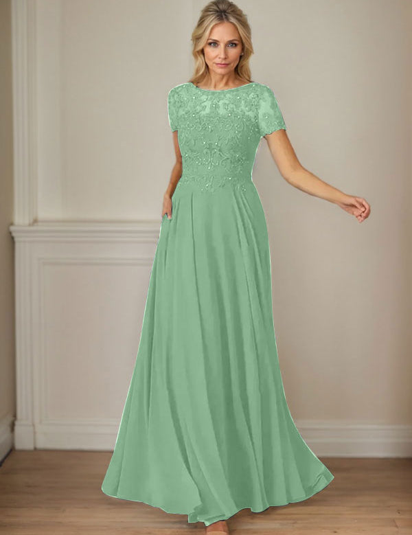 Dark Navy A-Line Boatneck Sequins Chiffon Dress