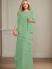 Robe fourreau en mousseline de soie pour mère de la mariée, longueur au sol 