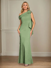 Trumpet/Mermaid One Shoulder Sleeveless Stretch Crepe Mother of the Bride Dress With Bow