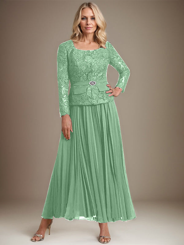 A-line Square Ankle-Length Chiffon Mother of the Bride Dress With Pleated