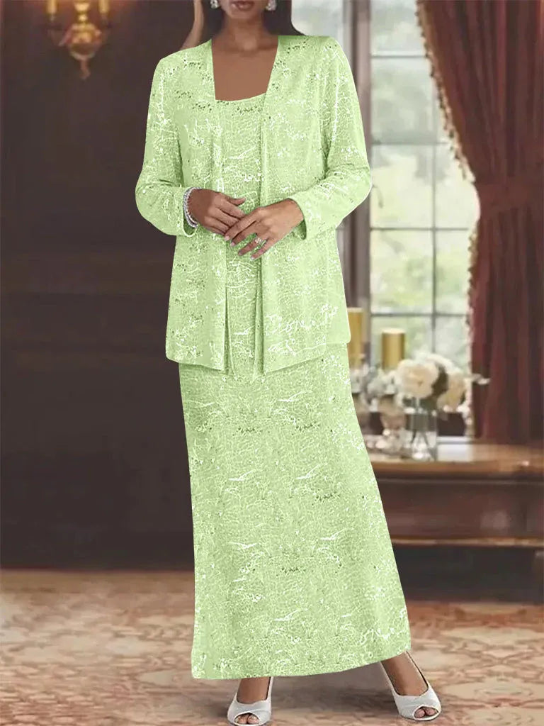 Robes de mère de la mariée en mousseline avec paillettes et veste 