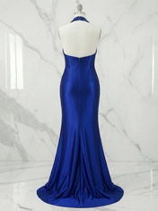 Satin Halter Neck Ruched Maxi Dress Gown