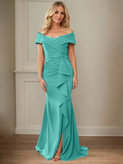 Sheath/Column V-Neck Illusion Floor-Length Lace Chiffon Mother of the Bride Dress With Pleated Sequins