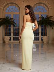 Sheath/Column Strapless Pleated Bridesmaid Dress with Slit