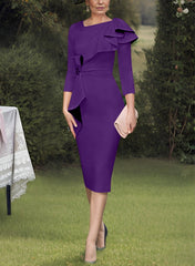 Sheath/Column Scoop Mother of the Bride Dresses with Ruffles