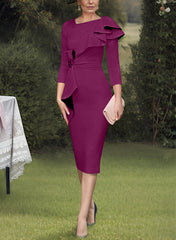 Sheath/Column Scoop Mother of the Bride Dresses with Ruffles