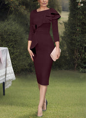 Sheath/Column Scoop Mother of the Bride Dresses with Ruffles