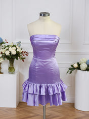 Sheath Strapless Mini Homecoming Dress with Ruffles