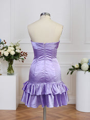 Sheath Strapless Mini Homecoming Dress with Ruffles