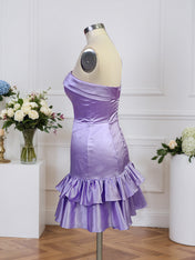 Sheath Strapless Mini Homecoming Dress with Ruffles