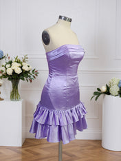 Sheath Strapless Mini Homecoming Dress with Ruffles