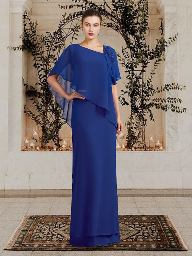 Column Bateau Neck Floor-Length Mother of the Bride Dresses