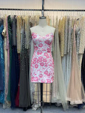 Sheath Spaghetti Straps Sequins Short Homecoming Dress