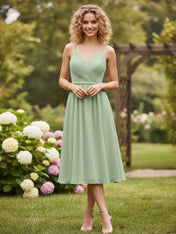 V Neck Short Chiffon Bridesmaid Dress
