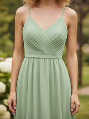 V Neck Short Chiffon Bridesmaid Dress