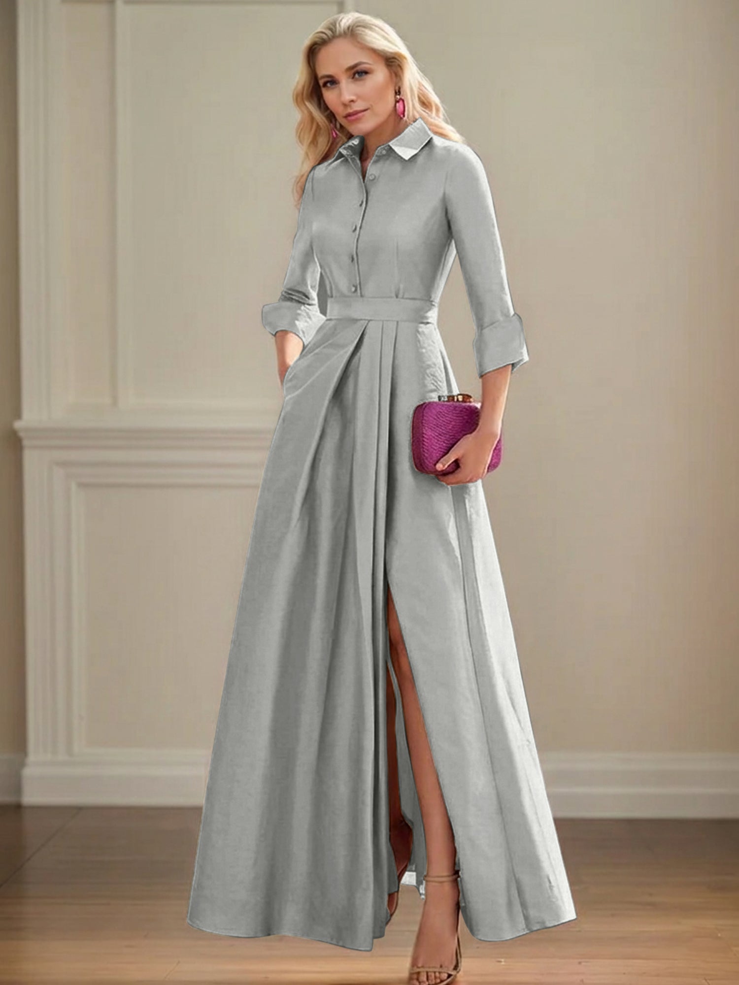 4 Sleeves Floor Length Mother of the Bride Dresses