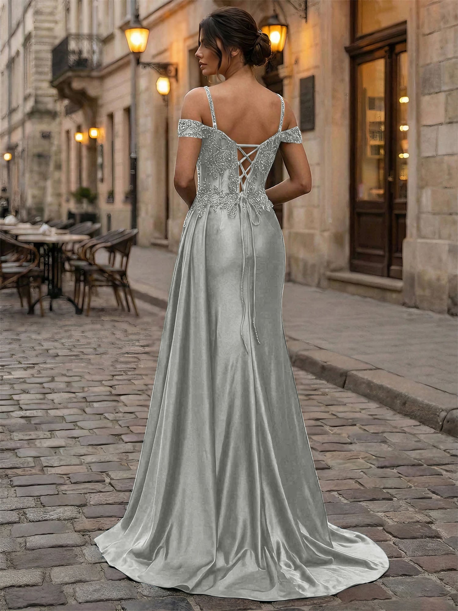 Emerald Green Beaded Corset Satin Long Prom Dress