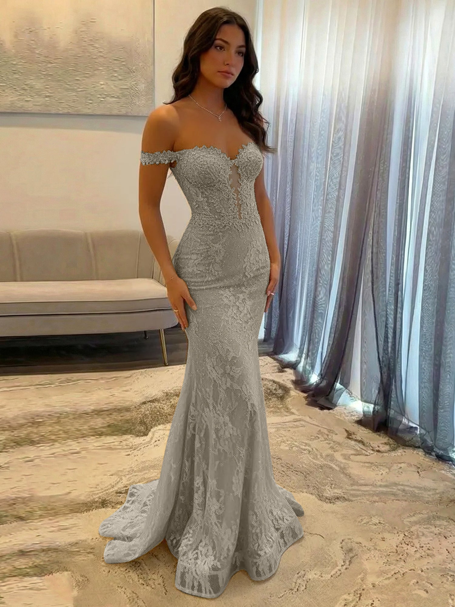 Sparkly Off the Shoulder Mermaid Corset Long Prom Dress