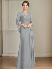 A-Line/Princess Scoop Floor-Length Mother of the Bride Dresses with Pleated & Sequins