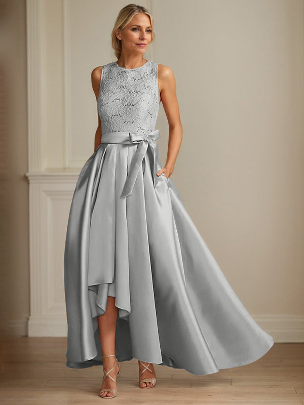 Princess Jewel Neck Sleeveless Mother Of The Bride Dresses With Pleats Lace