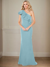 A-line One Shoulder Floor-Length Chiffon Mother of the Bride Dress With Ruffles
