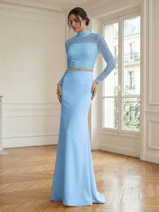 Formal Dress White Sheath Illusion Neck Beaded Chiffon Maxi Dress