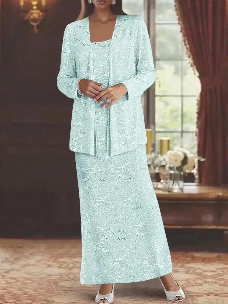 Robes de mère de la mariée en mousseline avec paillettes et veste 