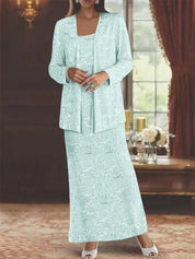 Robes de mère de la mariée en mousseline avec paillettes et veste 