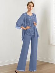 Chiffon Mother of the Bride Pantsuits with Sequins & Jacket