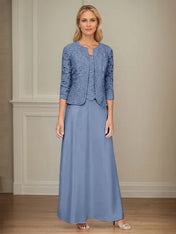 Glitter Lace & Satin Skirt Jacket Dress with Open Jacket