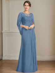 A-Line/Princess Scoop Floor-Length Mother of the Bride Dresses with Pleated & Sequins