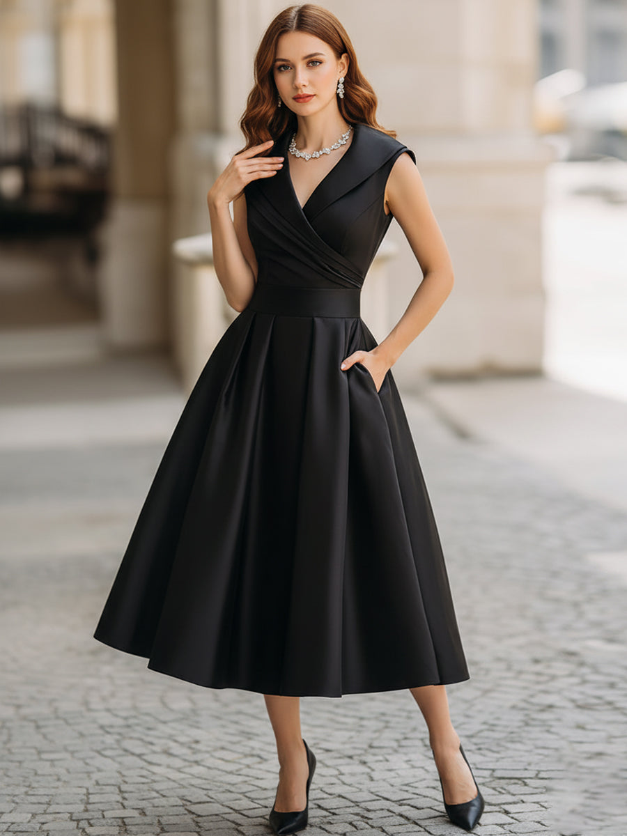 SleevelessV-NeckA-LineMidiDresswithPleatedSkirtandPockets_2.jpg