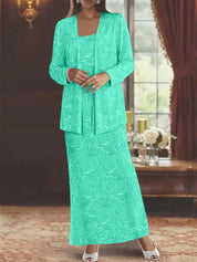 Robes de mère de la mariée en mousseline avec paillettes et veste 