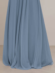 Spaghetti Straps A-line V Neck Chiffon Bridesmaid Dress