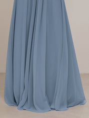 Spaghetti Straps A-line V Neck Chiffon Bridesmaid Dress