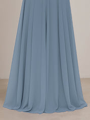 Spaghetti Straps A-line V Neck Chiffon Bridesmaid Dress
