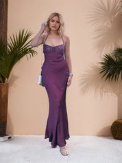 Spaghetti Straps Lace Up Satin Long Prom Dress