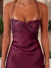 Spaghetti Straps Lace Up Satin Long Prom Dress