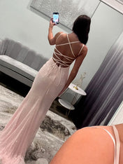 Spaghetti Straps Mermaid Beaded Corset Long Prom Dress