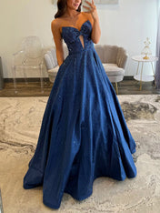 Sparkly Beaded Strapless Long Corset Prom Dress with Bow
