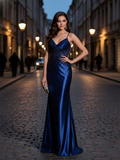 Sparkly Corset Long Prom Dress with Asymmetrical Appliqués